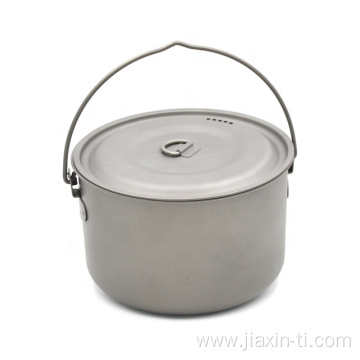 Titanium Pot with Lid Foldable Handle for Camping